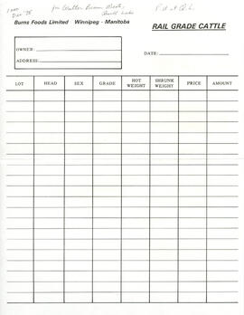 Cattle Grading Form