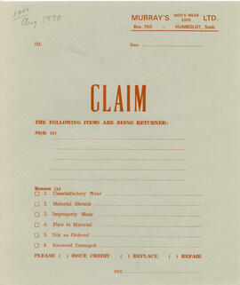 Return Claim Form