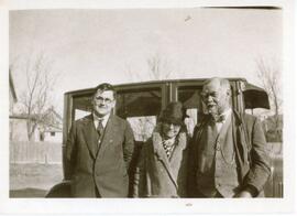 Mr. Edwards, Mrs. Clara Shaw, Dr. S.E. Shaw in Biggar, Saskatchewan