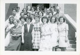 Students On The Steps of Thornton School in Biggar, Saskatchewan