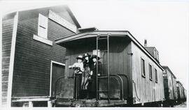 Three Women on a Caboose in Biggar, SK