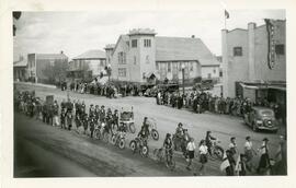 The Silver Jubilee Parade on Main Street in Biggar, Saskatchewan