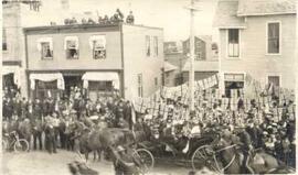 Gathering in front of City Hall for inauguration