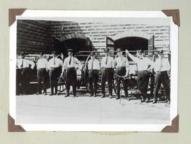 Fire brigade in front of fire hall