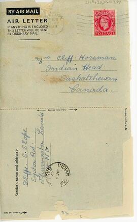 Letter from Mrs. J. C. Iliffe to Cliffe Horsman 1946