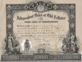 Odd Fellows certificate