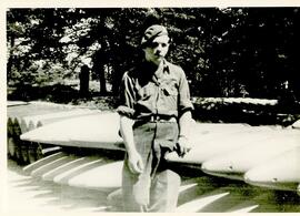 Soldier of 17th Field Regiment posing with bombs