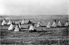 Indigenous camp on the Prairies