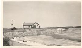 Pump house at spillway and dam at Melfort, Sask.