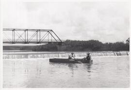 Boating on the Moose Jaw River near Drinkwater, Saskatchewan.