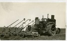 Tractor and plow.