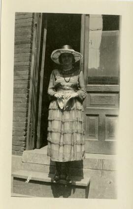 Woman wearing ruffled dress