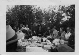 A group of adults picnicking