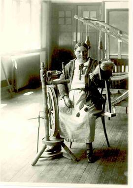 Doukhobor woman at loom.