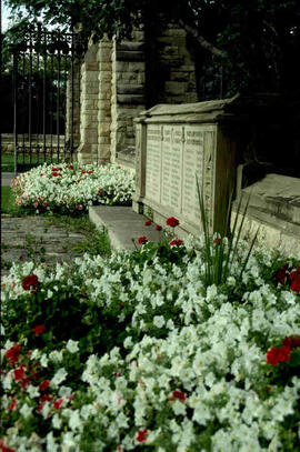 Memorial Gate and flowers